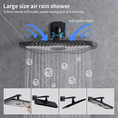 Črni vgradni termostatski tuš sistem 40°C