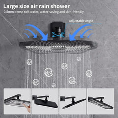 Črni vgradni termostatski tuš sistem 40°C