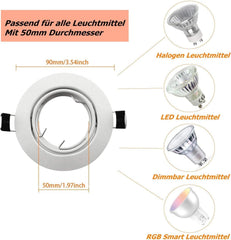 Set 20 LED vgradnih okvirjev GU10, mat bela, 90mm