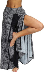 Ženske Boho Hlače z Razporkom in Širokimi Hlačnicami