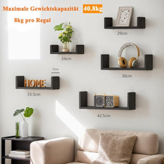 Komplet lesenih plavajočih polic črne barve