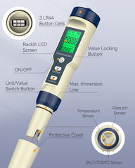 Tester kakovosti vode 5 v 1 z visoko natančnostjo
