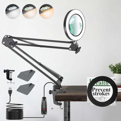 Povečevalna svetilka z nastavljivo roko in LED osvetlitvijo