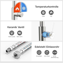 Rainsworth Nikelj Kuhinjska Pipa, Raztegljiva, 360° Rotacija