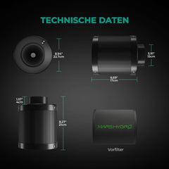 MARS HYDRO 150 mm zamenljiv filter z aktivnim ogljem za nadzor vonjav