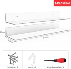Prozorna plavajoča akrilna stenska polica 60 cm