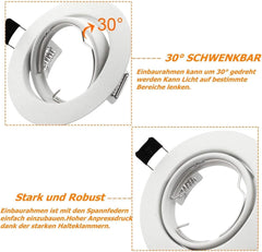 Set 20 LED vgradnih okvirjev GU10, mat bela, 90mm