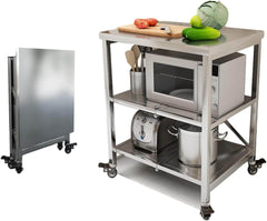 AMSXNOO 3-nivojski zložljiv servirni voziček na kolesih