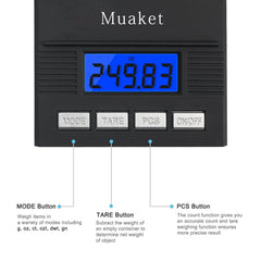 MUAKET Digitalna miligramska tehtnica 50 g / 0,001 g