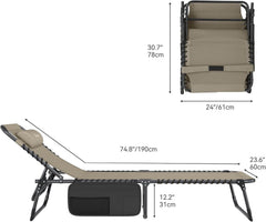 YITAHOME zložljiv ležalnik s 4 nastavitvami položaja in stranskim žepom