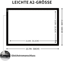 TOHETO Osvetljena risalna plošča A2 z nastavljivo svetlostjo in spominsko funkcijo - 60 × 40 cm
