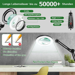 Povečevalna svetilka z nastavljivo roko in LED osvetlitvijo