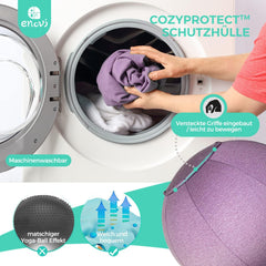 Ergonomska sedežna žoga s pralno prevleko - siva