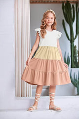 Dekliška Poletna Obleka z Volančastimi Rokavi