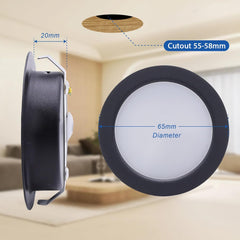 Vgradna LED svetilka, 3-stopenjsko zatemnljiva - črna