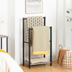 Stojalo za brisače z dvema palicama, industrijski stil, 42 × 24 × 80 cm