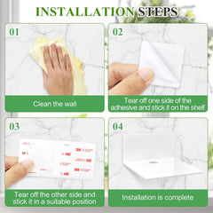 Stenski set treh belih lepilnih polic brez vrtanja