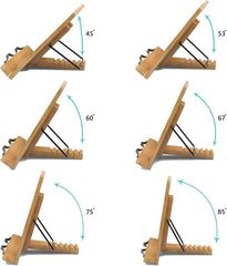 Zložljivo in Prenosno Bambusovo Stojalo za Knjige in Tablice