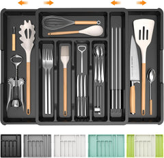 Raztegljiv organizator predala za jedilni pribor - siv