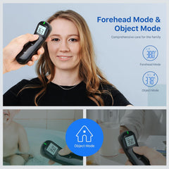 Brezkontaktni digitalni termometer za čelo z barvnim prikazom in tihim načinom - bel