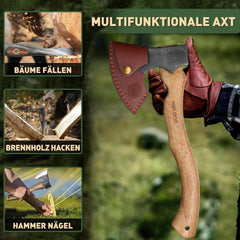 PURPLEBIRD ročno kovana vikinška sekira za kampiranje, bushcraft in drva