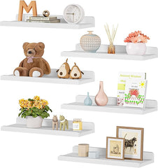 Komplet šestih belih stenskih polic iz lesa