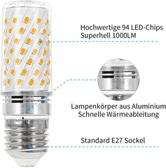 Zatemnilna LED žarnica E27 koruzne oblike, toplo bela svetloba - 4 kosi