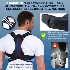 Korektor drže za hrbet z oporo in jeklenima ploščama