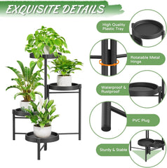 Kovinsko stojalo za rože s štirimi nivoji v črni barvi