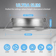 LED vgradni reflektorji za kopalnico in kuhinjo - 6 kosov