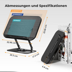 SUPEDESK črno leseno 360° nastavljivo stojalo za knjige in tablice