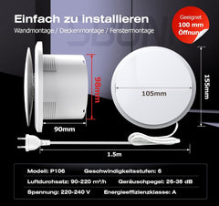 SBONNI Kopalniški ventilator z daljinskim upravljanjem in dvosmernim delovanjem