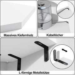 Kotni regal 3-delni bel iz masivnega lesa