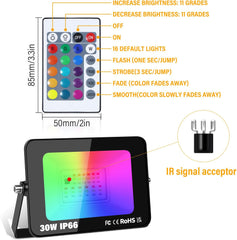 RGB LED reflektor 30 W z daljincem in 16 barvami