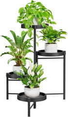 Kovinsko stojalo za rože s štirimi nivoji v črni barvi