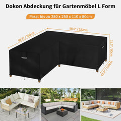 DOKON vodoodporna zaščitna prevleka za vrtno pohištvo v obliki črke L - 250 x 250 x 110 cm