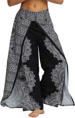 Ženske Boho Hlače z Razporkom in Širokimi Hlačnicami