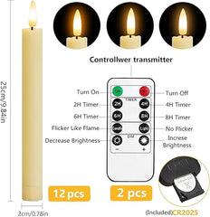 Komplet 12 belih LED sveč s plamenom in daljincem