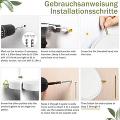 Okrogli leseni stenski regali – komplet treh belih polic