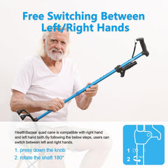 HEALTHBAZAAR štirinožna nastavljiva sprehajalna palica z ergonomsko ročico