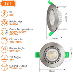 Stropna LED Nagibna Svetilka - 230 V 76 mm 6 W (Paket 6 Kosov)