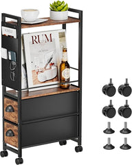 Ozek stranski regal z dvema predaloma in kolesi