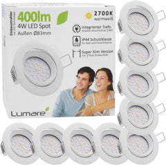 9x LED Extra Tanke Stropne Luči 4 W 400 Lumen IP44