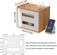 CATEKRO lesena omarica za WiFi usmerjevalnik in skrivanje kablov in naprav