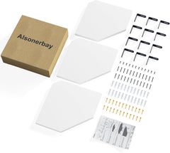 Kotni regal 3-delni bel iz masivnega lesa