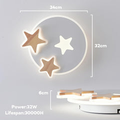 Otroška stropna LED svetilka v obliki zvezde, 34 cm, z daljincem