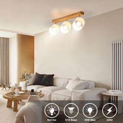 DOUGHELEC lesena stropna svetilka s 3 reflektorji