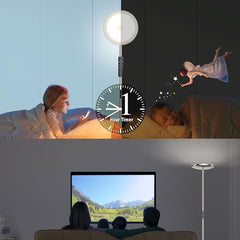 LED stoječa svetilka 30 W dimabilna nikelj