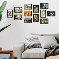 Set 18 črnih okvirjev za slike 10 x 15 cm za stensko in namizno uporabo