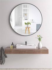 Okroglo Ogledalo z Črnim Kovinskim Okvirjem (30 cm)